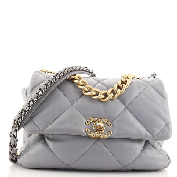 Chanel Handbags - Chanel 19 Flap Bag Quilted Lambskin Large Gray